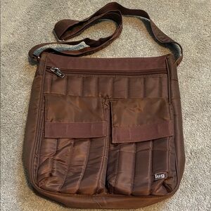 LUG Quilted Brown Messenger Crossbody Bag